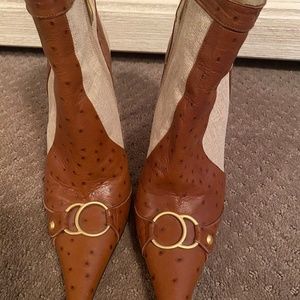 Italian stiletto ostrich boots